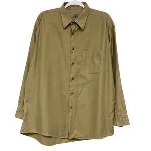 Calvin Klein Mens Size 17 32-33 Tan Long Sleeve Button Up Shirt